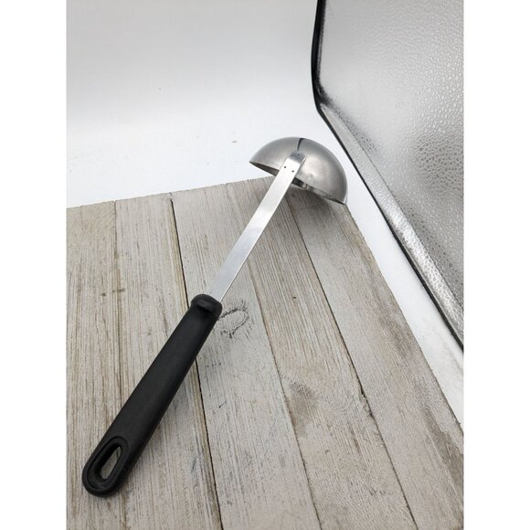Soup Ladle Black Handle Slotted 11" Good Cooks Metal Chrome - Picture 4 of 8